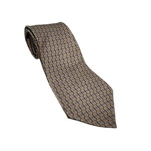 Stafford 100% Imported Silk Mens Geometric Pattern Necktie‎ Brown & Blue Classic